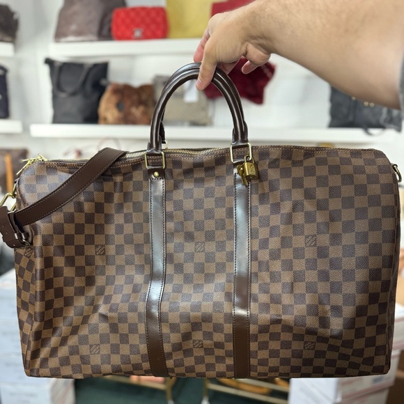 LV Damier Ebene Keepall with Strap - Picture 1 of 2